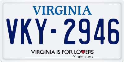 VA license plate VKY2946