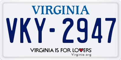 VA license plate VKY2947