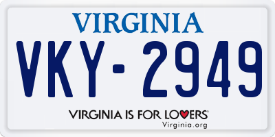 VA license plate VKY2949