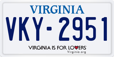 VA license plate VKY2951