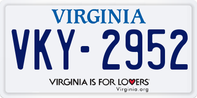 VA license plate VKY2952