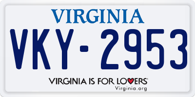 VA license plate VKY2953
