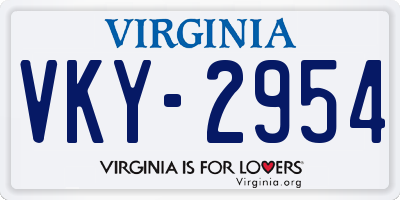 VA license plate VKY2954