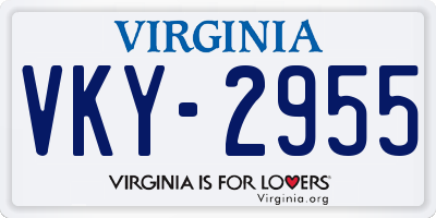 VA license plate VKY2955