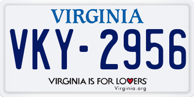 VA license plate VKY2956