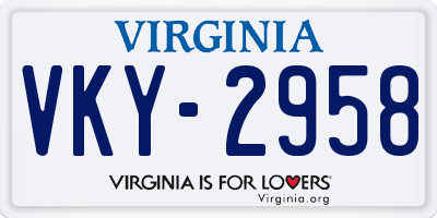 VA license plate VKY2958