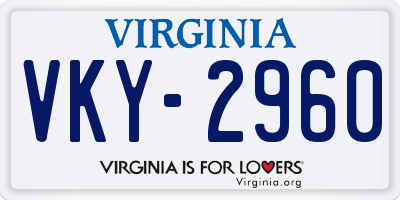 VA license plate VKY2960