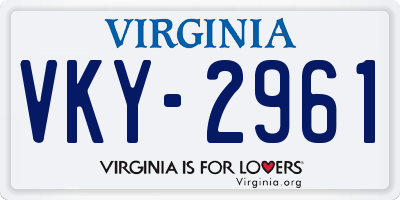 VA license plate VKY2961