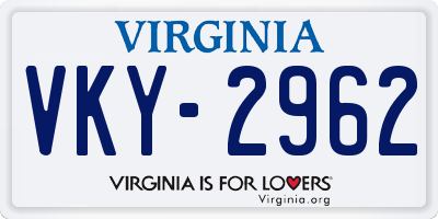 VA license plate VKY2962