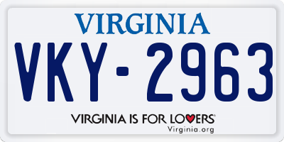 VA license plate VKY2963