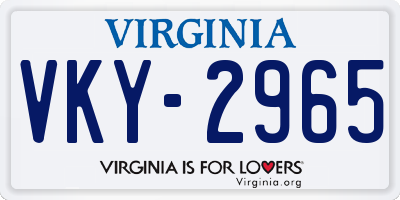 VA license plate VKY2965
