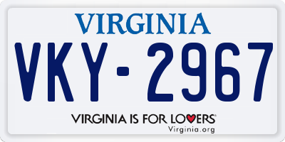 VA license plate VKY2967