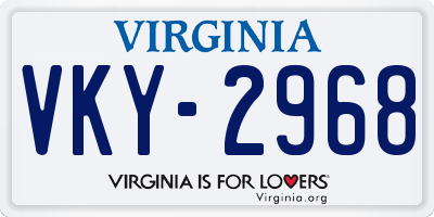 VA license plate VKY2968