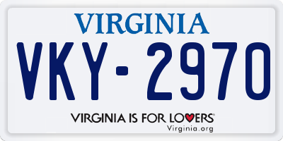 VA license plate VKY2970