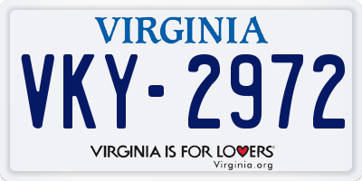VA license plate VKY2972