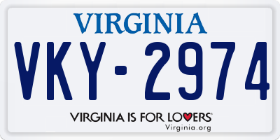VA license plate VKY2974