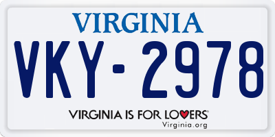 VA license plate VKY2978