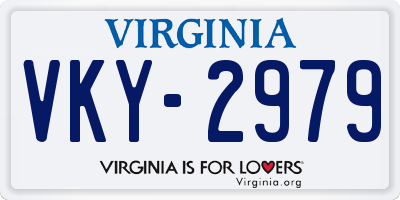 VA license plate VKY2979