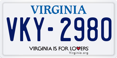 VA license plate VKY2980