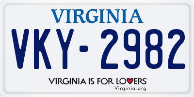 VA license plate VKY2982