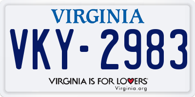VA license plate VKY2983