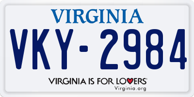 VA license plate VKY2984