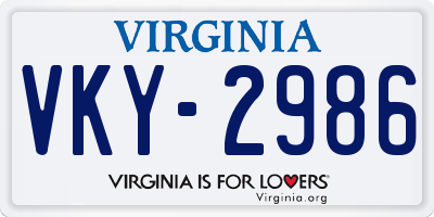 VA license plate VKY2986