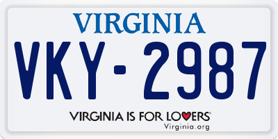 VA license plate VKY2987