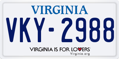 VA license plate VKY2988