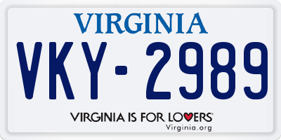 VA license plate VKY2989