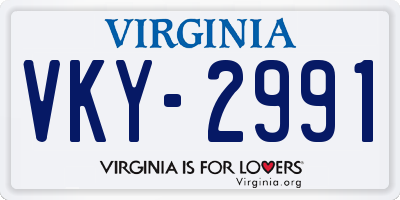 VA license plate VKY2991
