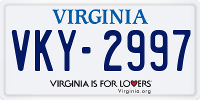 VA license plate VKY2997