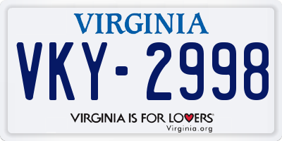 VA license plate VKY2998