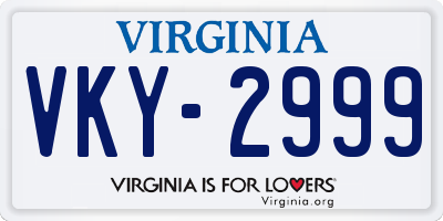 VA license plate VKY2999
