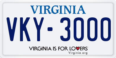 VA license plate VKY3000