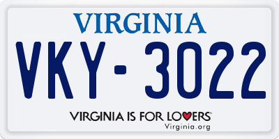 VA license plate VKY3022