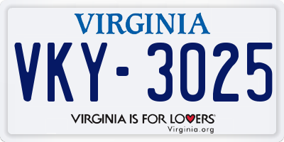 VA license plate VKY3025