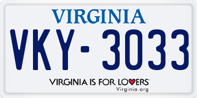 VA license plate VKY3033