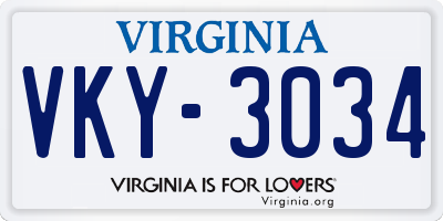 VA license plate VKY3034