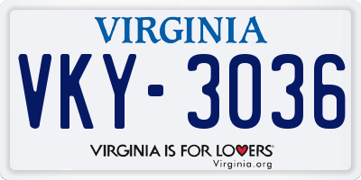 VA license plate VKY3036