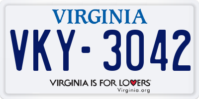 VA license plate VKY3042