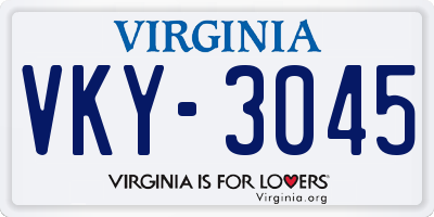 VA license plate VKY3045