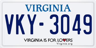 VA license plate VKY3049