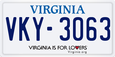 VA license plate VKY3063