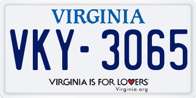 VA license plate VKY3065