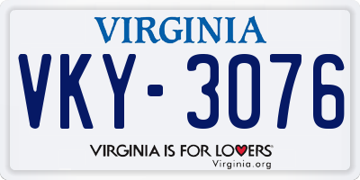 VA license plate VKY3076