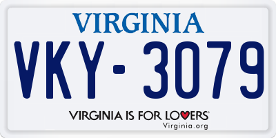 VA license plate VKY3079