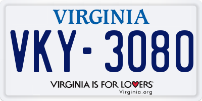 VA license plate VKY3080