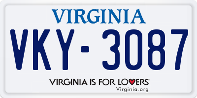VA license plate VKY3087