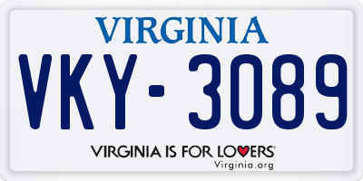 VA license plate VKY3089